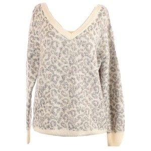 Matty M Womens XS Cheetah Animal Print Grey White Cozy Sweater Wool Blend NWOT